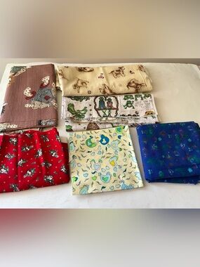 Quilting Sewing Crafts Fabric Lot Farm Animals Bird Dog Fish Frog Cotton
